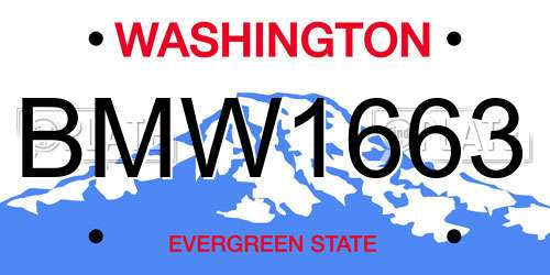 BMW1663 Washington License Plate