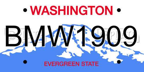 BMW1909 Washington License Plate