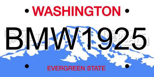 BMW1925 Washington License Plate