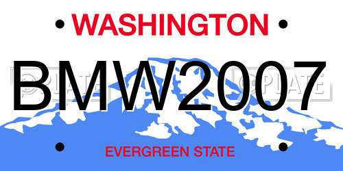 BMW2007 Washington License Plate