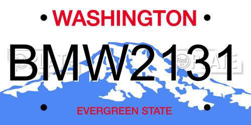 BMW2131 Washington License Plate