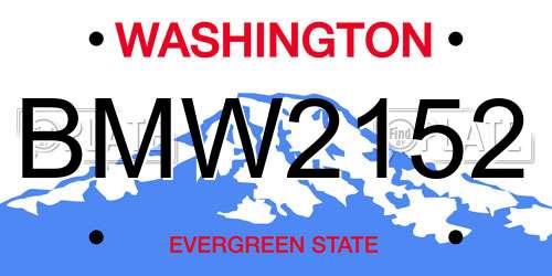 BMW2152 Washington License Plate