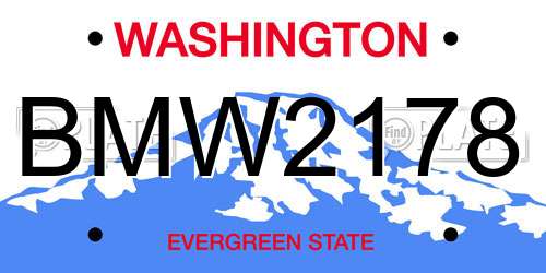 BMW2178 Washington License Plate