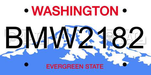 BMW2182 Washington License Plate