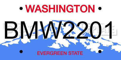 BMW2201 Washington License Plate