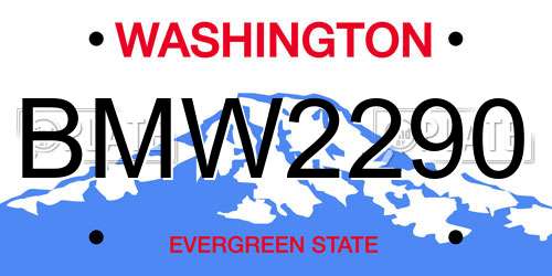 BMW2290 Washington License Plate