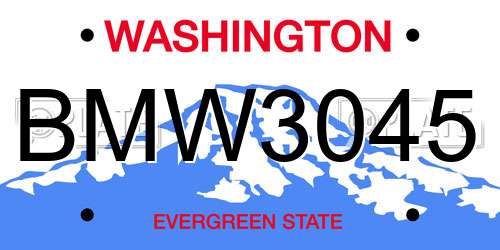BMW3045 Washington License Plate