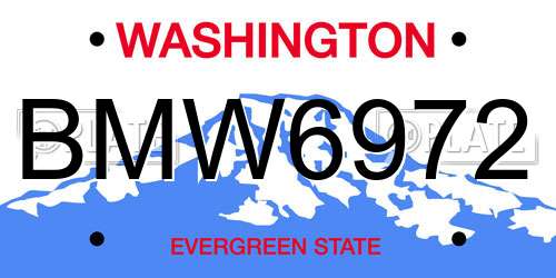 BMW6972 Washington License Plate
