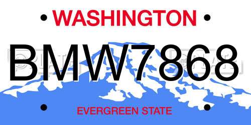 BMW7868 Washington License Plate