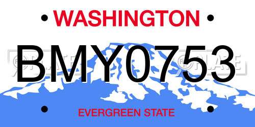 BMY0753 Washington License Plate