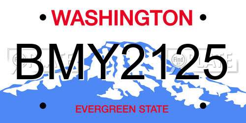 BMY2125 Washington License Plate