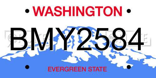 BMY2584 Washington License Plate