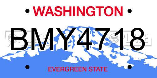 BMY4718 Washington License Plate