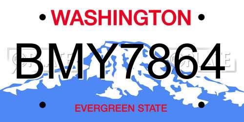 BMY7864 Washington License Plate