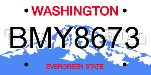 BMY8673 Washington License Plate