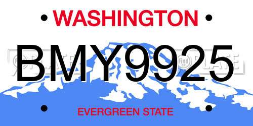 BMY9925 Washington License Plate