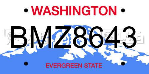 BMZ8643 Washington License Plate