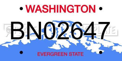 BN02647 Washington License Plate
