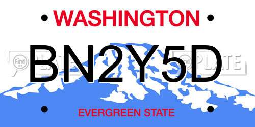 BN2Y5D Washington License Plate