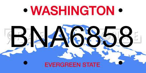 BNA6858 Washington License Plate