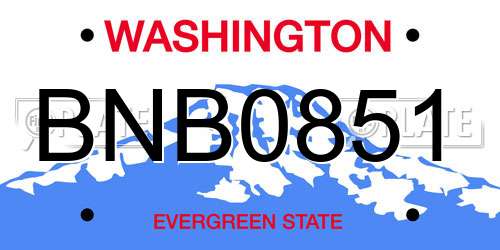 BNB0851 Washington License Plate