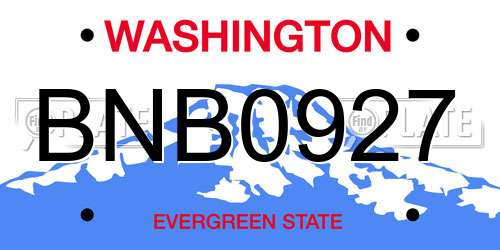 BNB0927 Washington License Plate