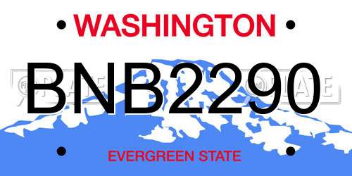 BNB2290 Washington License Plate