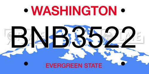 BNB3522 Washington License Plate