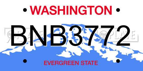 BNB3772 Washington License Plate