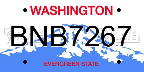 BNB7267 Washington License Plate