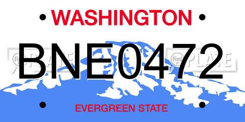 BNE0472 Washington License Plate