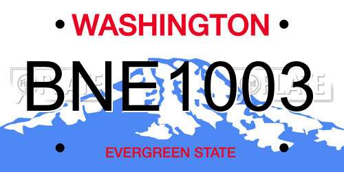 BNE1003 Washington License Plate