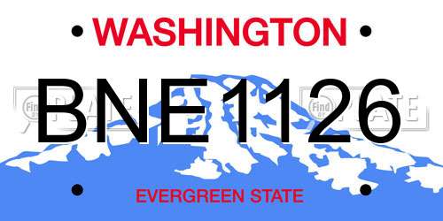 BNE1126 Washington License Plate