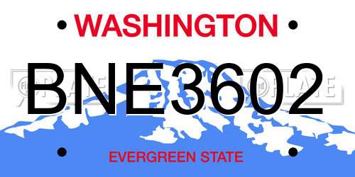 BNE3602 Washington License Plate