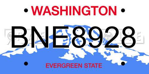 BNE8928 Washington License Plate