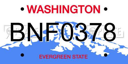 BNF0378 Washington License Plate