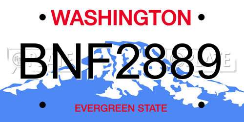 BNF2889 Washington License Plate