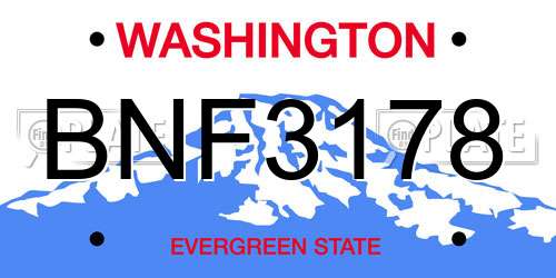 BNF3178 Washington License Plate