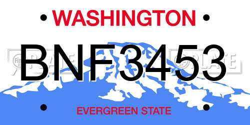 BNF3453 Washington License Plate