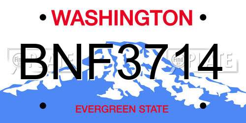 BNF3714 Washington License Plate