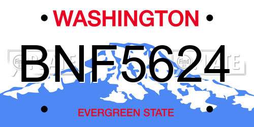 BNF5624 Washington License Plate
