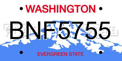 BNF5755 Washington License Plate