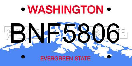 BNF5806 Washington License Plate