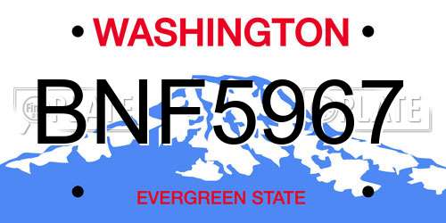 BNF5967 Washington License Plate