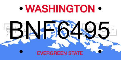 BNF6495 Washington License Plate