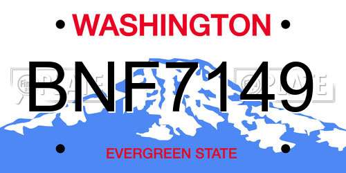 BNF7149 Washington License Plate