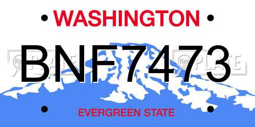 BNF7473 Washington License Plate