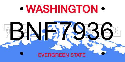 BNF7936 Washington License Plate