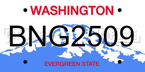 BNG2509 Washington License Plate