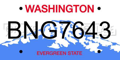 BNG7643 Washington License Plate